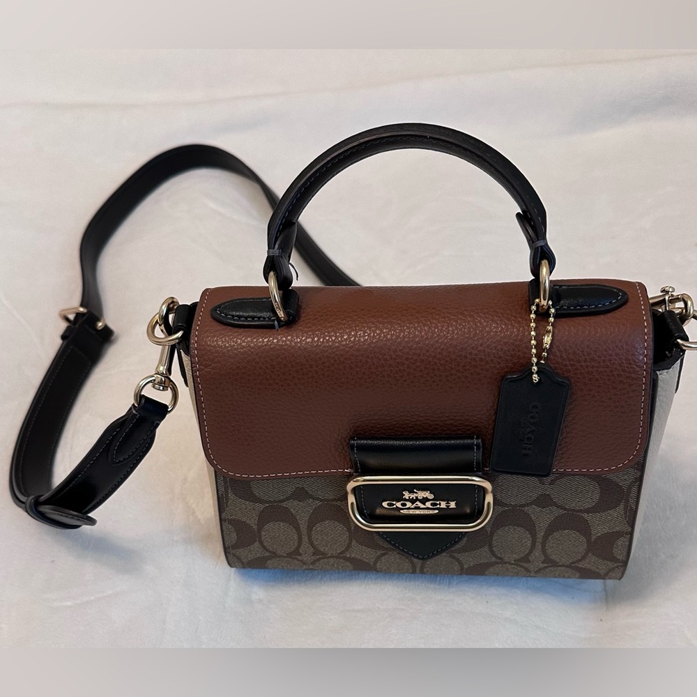 Coach Crossbody Bag Morgan Square in Colorblock Signature Canvas CL462